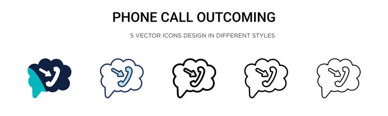 Wall Mural - phone call outcoming icon in filled, thin line, outline and stroke style. vector illustration of two