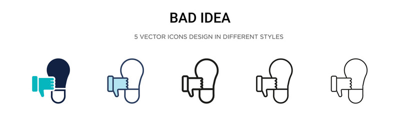 Poster - bad idea icon in filled, thin line, outline and stroke style. vector illustration of two colored and