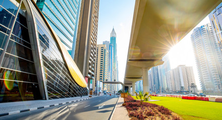 Wall Mural - Dubai city center skyline and Sheikh Zayed Road