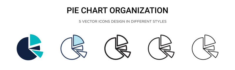 Poster - pie chart organization icon in filled, thin line, outline and stroke style. vector illustration of t