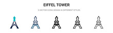 Eiffel Tower Icon In Filled, Thin Line, Outline And Stroke Style. Vector Illustration Of Two Colored And Black Eiffel Tower Vector Icons Designs Can Be Used For Mobile, Ui, Web