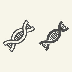 Poster - DNA line and solid icon. DNK molecule outline style pictogram on white background. Genetic symbol chromosome for mobile concept and web design. Vector graphics.