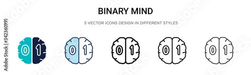 Photographie Binary mind icon in filled, thin line, outline and stroke style