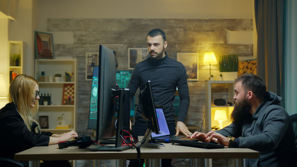 Dangerous hacker with his team doing cyber crimes