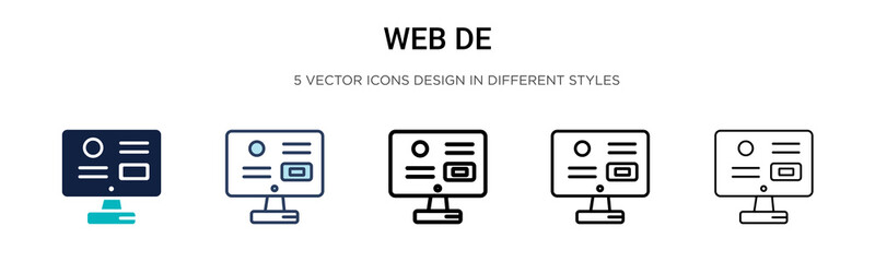Poster - Web design icon in filled, thin line, outline and stroke style. Vector illustration of two colored and black web design vector icons designs can be used for mobile, ui, web