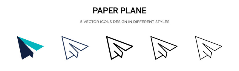 Poster - paper plane icon in filled, thin line, outline and stroke style. vector illustration of two colored 