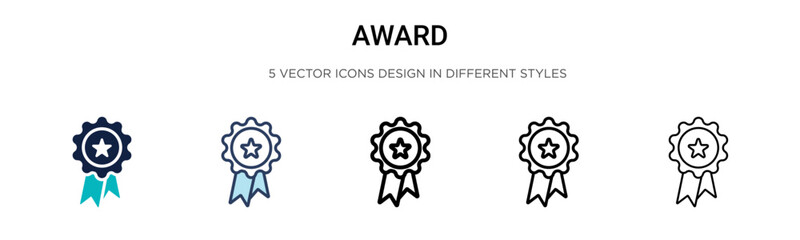 Poster - award icon in filled, thin line, outline and stroke style. vector illustration of two colored and bl