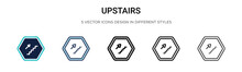 Upstairs Icon In Filled, Thin Line, Outline And Stroke Style. Vector Illustration Of Two Colored And Black Upstairs Vector Icons Designs Can Be Used For Mobile, Ui, Web