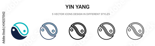 Fotomural Yin yang symbol icon in filled, thin line, outline and stroke style