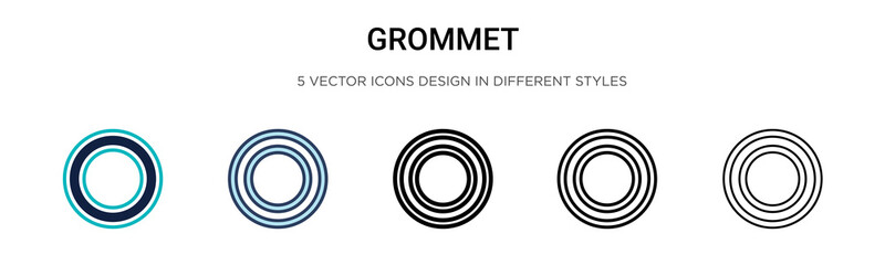 Poster - grommet icon in filled, thin line, outline and stroke style. vector illustration of two colored and 