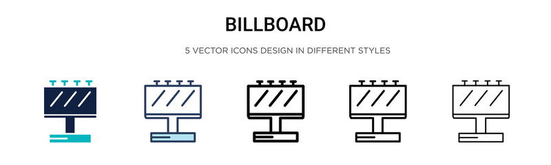 Poster - billboard icon in filled, thin line, outline and stroke style. vector illustration of two colored an
