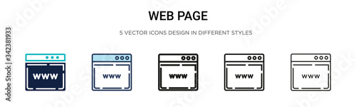 Web page icon in filled, thin line, outline and stroke style Tableau sur Toile