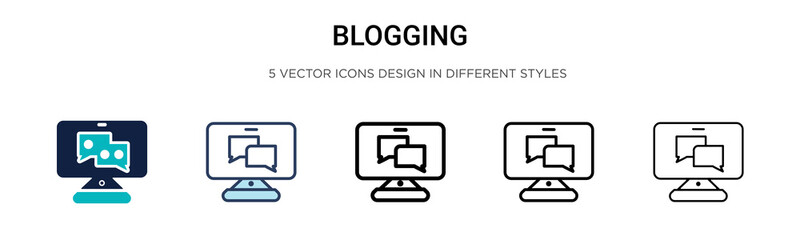 Poster - blogging icon in filled, thin line, outline and stroke style. vector illustration of two colored and