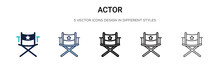 Actor Icon In Filled, Thin Line, Outline And Stroke Style. Vector Illustration Of Two Colored And Black Actor Vector Icons Designs Can Be Used For Mobile, Ui, Web