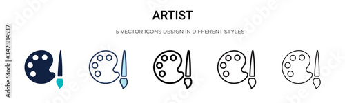 Fotomural Artist icon in filled, thin line, outline and stroke style