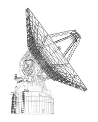 Radio Telescope concept outline. Vector