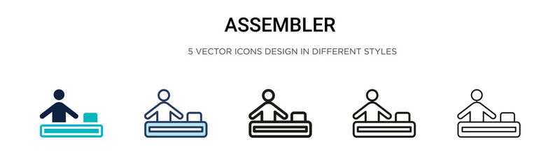 Poster - Assembler icon in filled, thin line, outline and stroke style. Vector illustration of two colored and black assembler vector icons designs can be used for mobile, ui, web