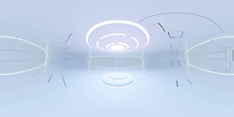 Poster - full 360 degree equirectangular panorama hdri of modern futuristic white building interior 3d render