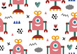Seamless baby pattern with robot, nursery digital paper.