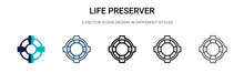 Life Preserver Icon In Filled, Thin Line, Outline And Stroke Style. Vector Illustration Of Two Colored And Black Life Preserver Vector Icons Designs Can Be Used For Mobile, Ui, Web
