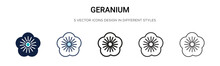 Geranium Icon In Filled, Thin Line, Outline And Stroke Style. Vector Illustration Of Two Colored And Black Geranium Vector Icons Designs Can Be Used For Mobile, Ui, Web