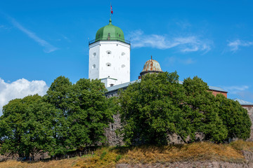 Vyborg, St. Olaf's tower in an old castle on the island