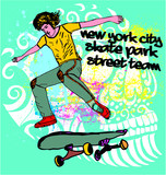 Fototapeta Młodzieżowe - street sports skateboarders print embroidery graphic design vector art
