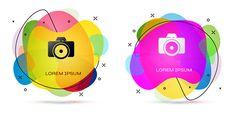 Sticker - Color Photo camera icon isolated on white background. Foto camera icon. Abstract banner with liquid shapes. Vector Illustration