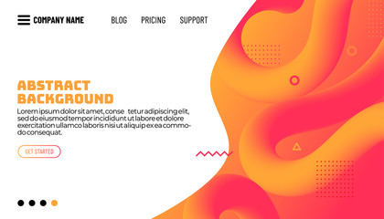 Virtual reality concept. 3d abstract fluid shapes flying above surface. Landing page template. Vector illustration.