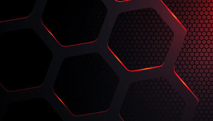 Wall Mural - futuristic technology hexagonal shape red light abstract metallic background vector illustration