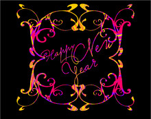Happy New Year Print Embroidery Graphic Design Vector Art
