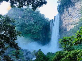  Laxaphana waterfall surrounded by beautiful mountains