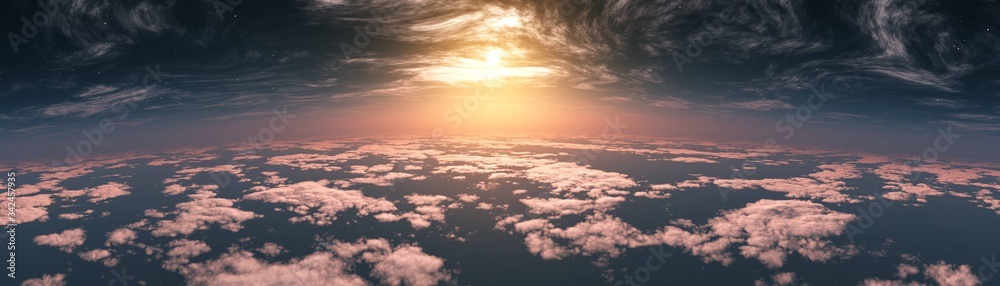 Beautiful clouds, panorama of clouds, above the clouds, clouds from above, flying above - obrazy, fototapety, plakaty 