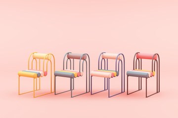 Poster - minimal chair in colorful pastel concept on pink background 3d rendering