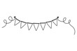 Continuous line drawing. Buntings garland. Party flags. Symbol of celebration. Black isolated on white background. Hand drawn vector illustration. 