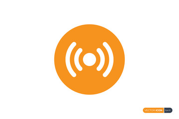 Poster - Wifi Wireless Signal Icon. White Rounded Line with Orange Circle Shape isolated on White Background. Flat Vector Technology Icon Design Template Element.
