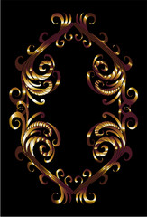 golden frame emblem print and embroidery graphic design vector art