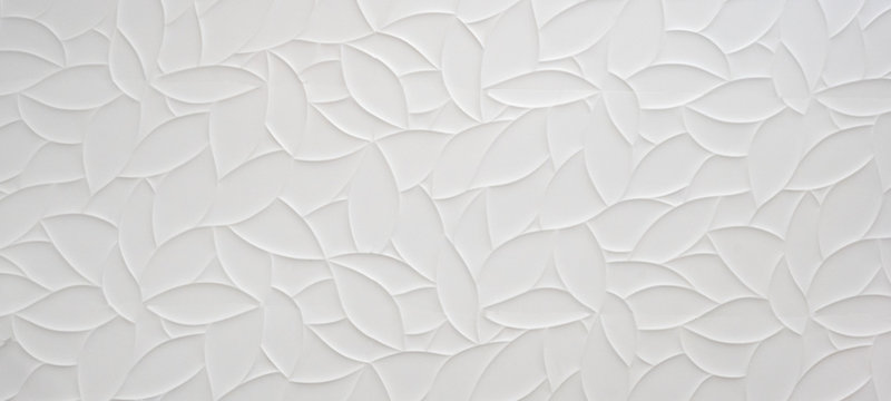 Fototapete - White geometric leaves 3d tiles texture Background banner panorama