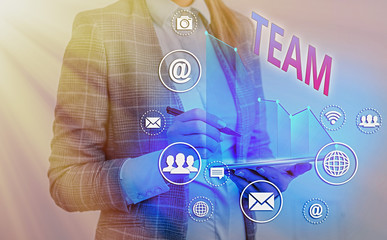Poster - Writing note showing Team. Business concept for Group of showing working together Classed and share certain beliefs