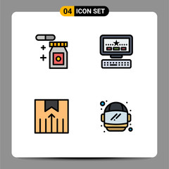 4 Creative Icons Modern Signs and Symbols of tablet, transport, computer, delivery, helmet