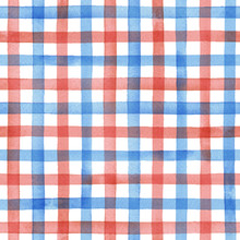 Watercolor Gingham Check , Hand Painted Seamless Vector Pattern, 	