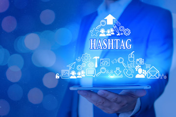 Poster - Text sign showing Hashtag. Business photo showcasing a word or phrase preceded by a hash sign Type of metadata tag