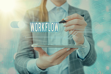 Fototapete - Handwriting text writing Workflow. Conceptual photo Series of activities or procedures necessary to complete a task