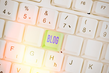 Poster - Text sign showing Blog. Business photo showcasing regularly updated website web page run by individual
