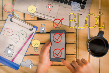 Poster - Conceptual hand writing showing Blog. Concept meaning regularly updated website web page run by individual