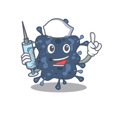 Wall Mural - A nice nurse of bacteria neisseria mascot design concept with a syringe