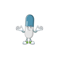 Poster - An image of vitamin pills in grinning mascot cartoon style