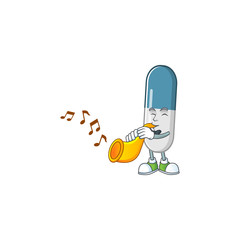 Poster - A brilliant musician of vitamin pills cartoon character playing a trumpet