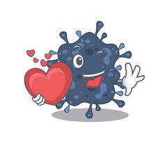 Sticker - A sweet bacteria neisseria cartoon character style with a heart