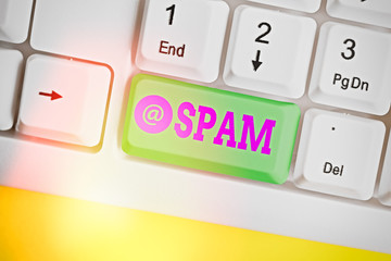 Poster - conceptual hand writing showing spam. concept meaning intrusive advertising inappropriate messages s